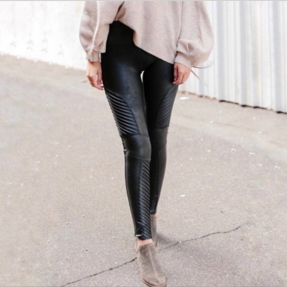 Medium M Spanx Faux Leather Black Moto leggings